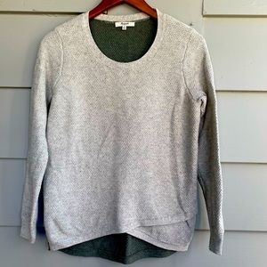 Madewell Sweater Lightweight Size Small Pullover  Colorblock Gray Green Textured